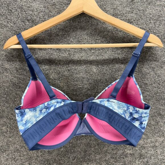 Victoria's Secret Bralette Bra Women 34DD Blue Colorblock Push Up Underwired - Picture 2 of 4